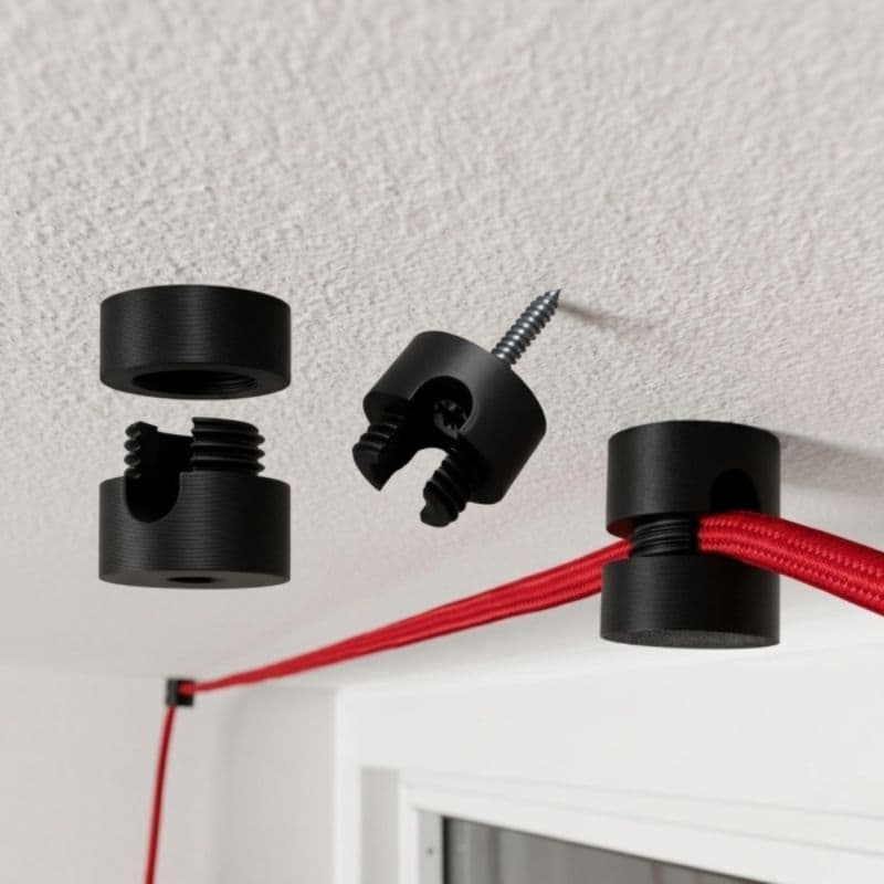 Kit 3 Ganchos Parede Teto Suporte para Fios Cabos Cordas Lustres 8mm