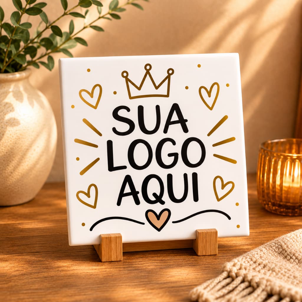 Azulejo Personalizado com Foto Logo Frase Arte Decorativo QR code Presente Personalizado Cerâmica Varios Tamanhos