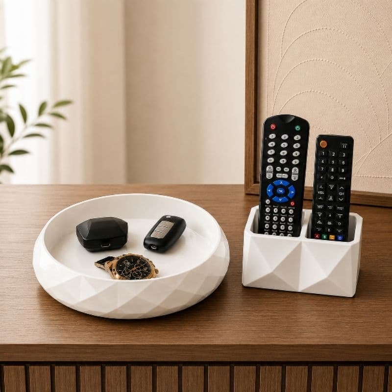 kit Porta Objetos Perola e Porta Controles Topazio