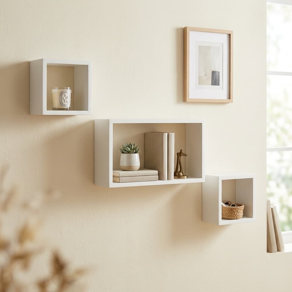 Trio de Nicho Decorativo Para Sala Quarto Escritório Organização Armazenamento Livros Brinquedos