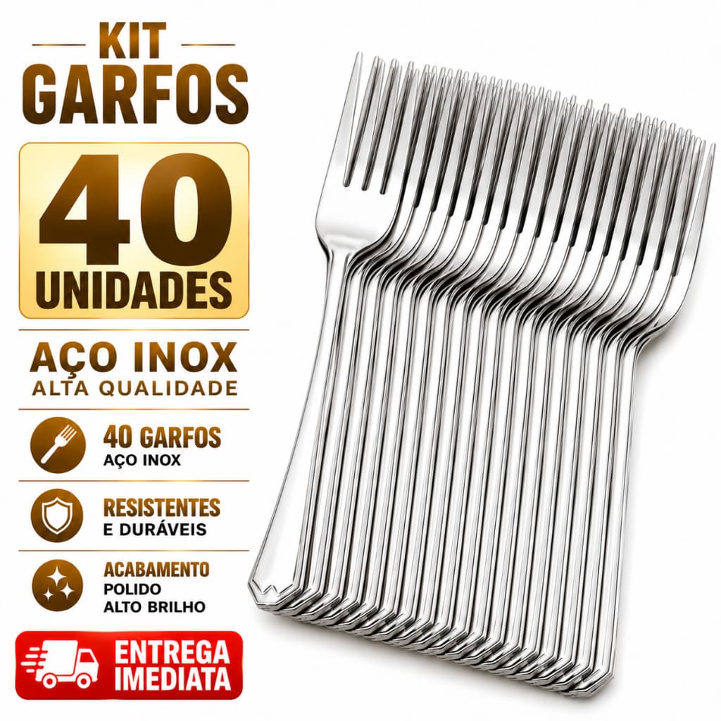 Garfos Inox 40 Unidades Restaurante Lanchonete Eventos Buffet Hotel Garfo Mesa Jantar Aço Inoxidável Não Enferruja