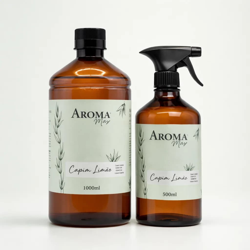 Kit Água Perfumada Capim Limão 1,5 Lts p/ Salas Quartos Cozinha Ambientes em Geral Aroma Max