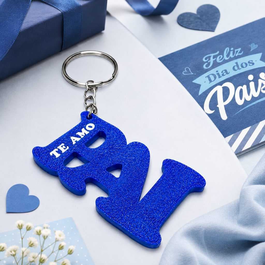 Chaveiro TE AMO PAI – Presente Dia dos Pais Lembrancinha Impressão 3D