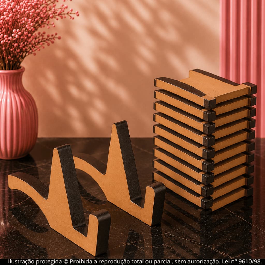 Kit 10-100 Pares Suporte MDF 6mm – Apoio para Quadros, Azulejos e Placas