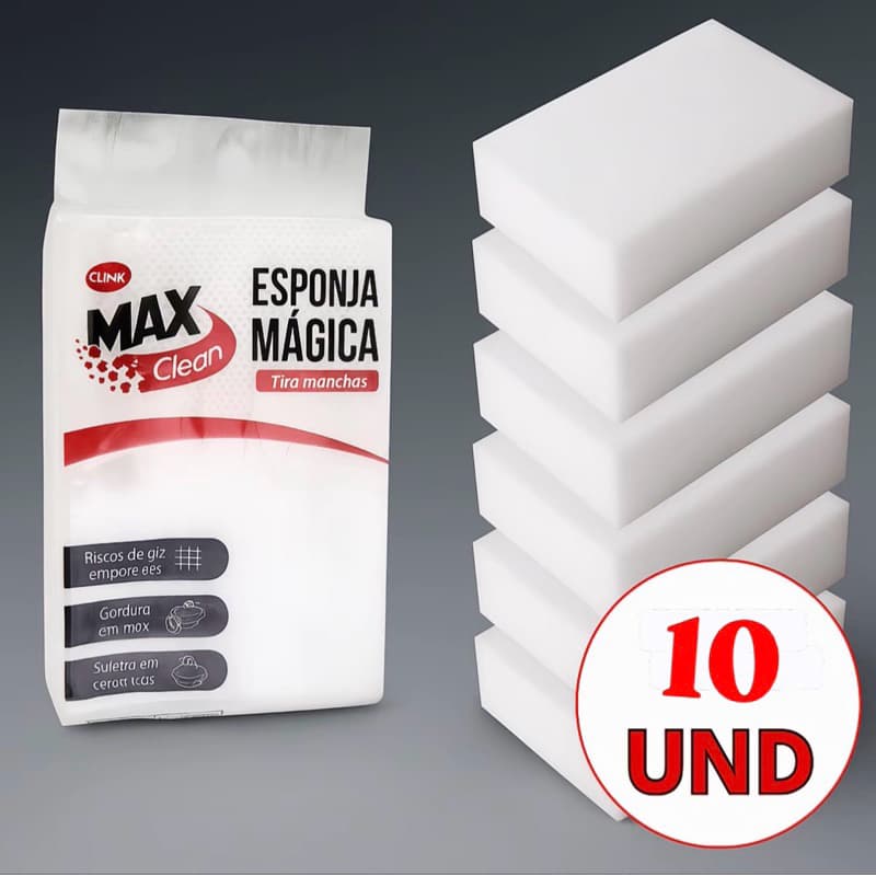 Kit Esponja Mágica de Melamina Tira Manchas Riscos Mágica Branca Multiuso