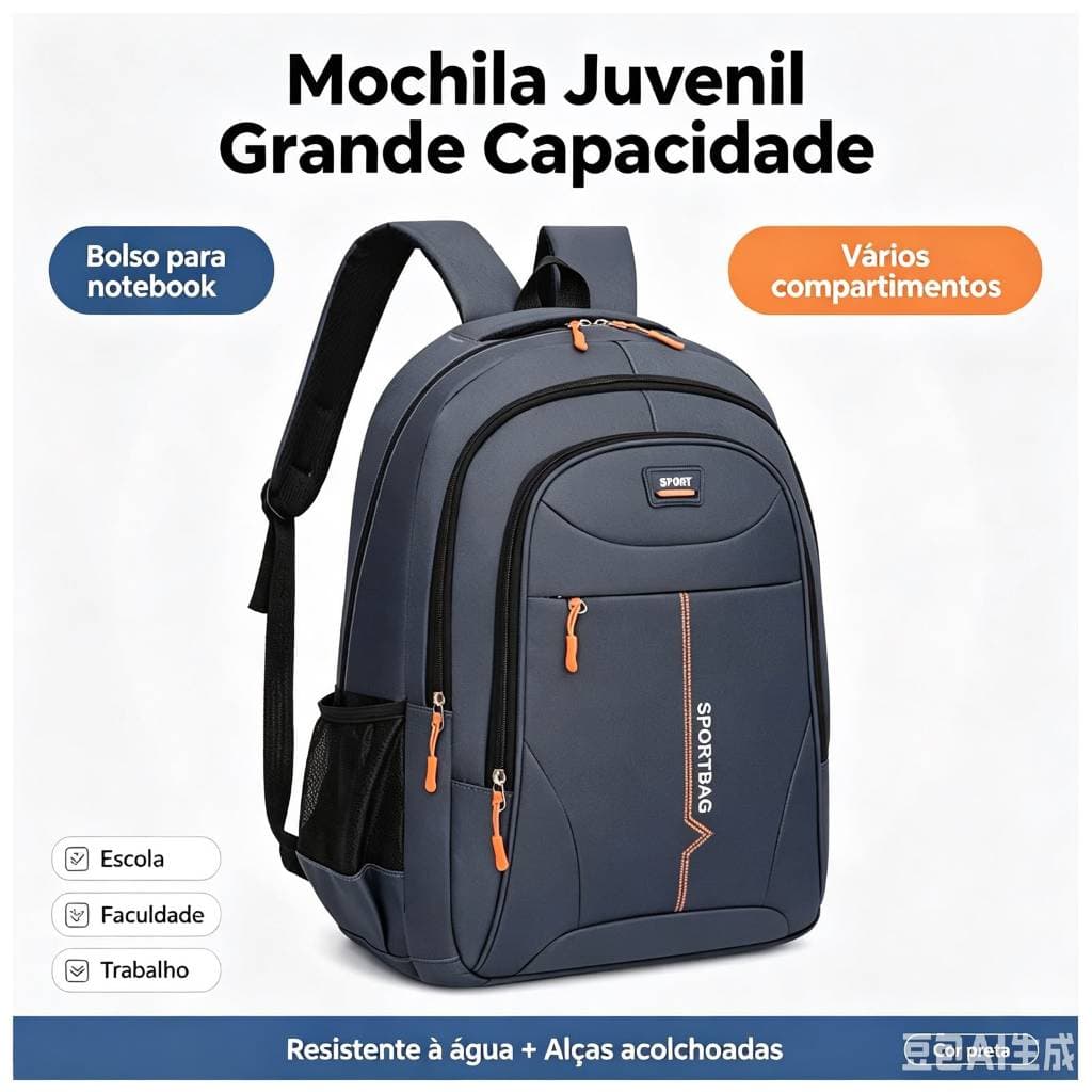 Mochila Grande Resistente para Notebook 15.6" Escola Trabalho Viagem