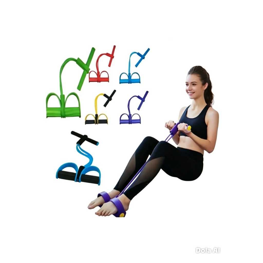 Elástico Treino Extensor Com Apoio Para Pés E Tubos Duplos Para Exercícios Multifuncionais