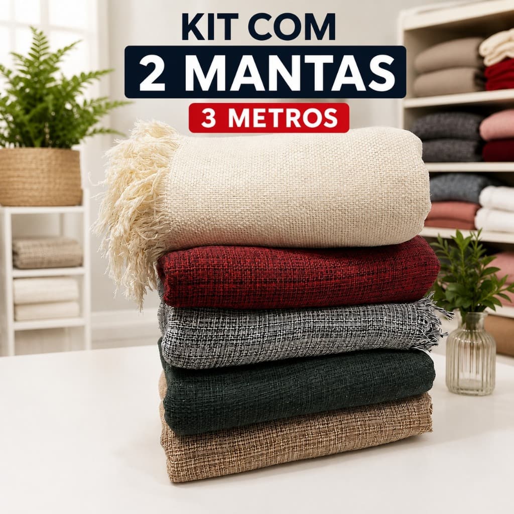 Kit 02 Manta para Sofá Grande Tecido Grosso King 2 e 3 Lugares Gigante 3,00x1,80 de Luxo Sofa e Cama