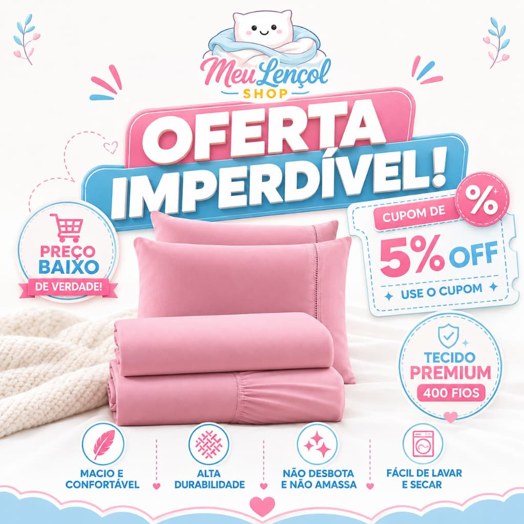 Jogo de Lençol Micropercal Extra Suave 400 Fios Kit 2 e 3 Peças para Cama Solteiro Casal King Queen.
