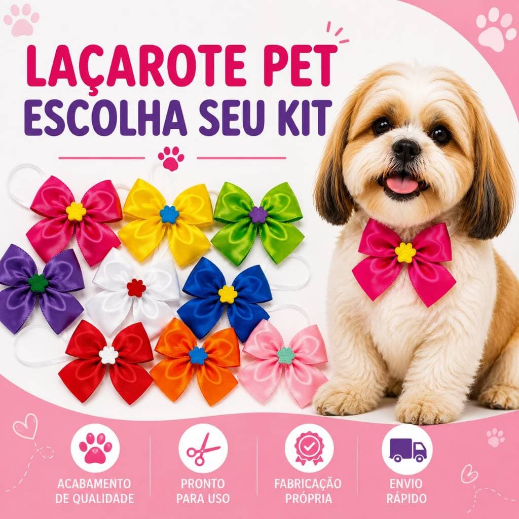 Laço Pet Kit 10 20 30 Laçarotes para Cachorro e Gato Pet Shop Atacado Pet