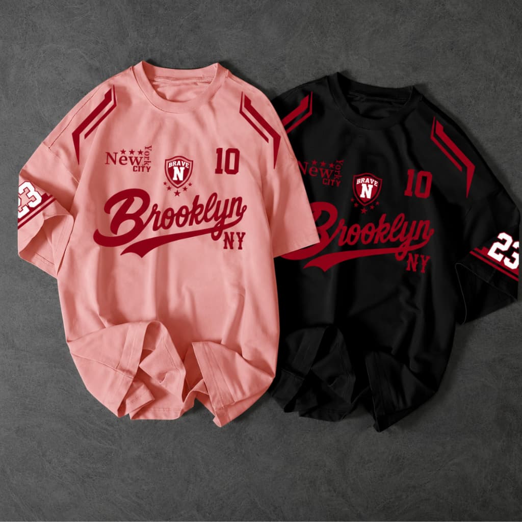 Kit 2 Camisetas Oversized Brooklyn Estampa Premium Streetwear Conforto Urbana Algodão