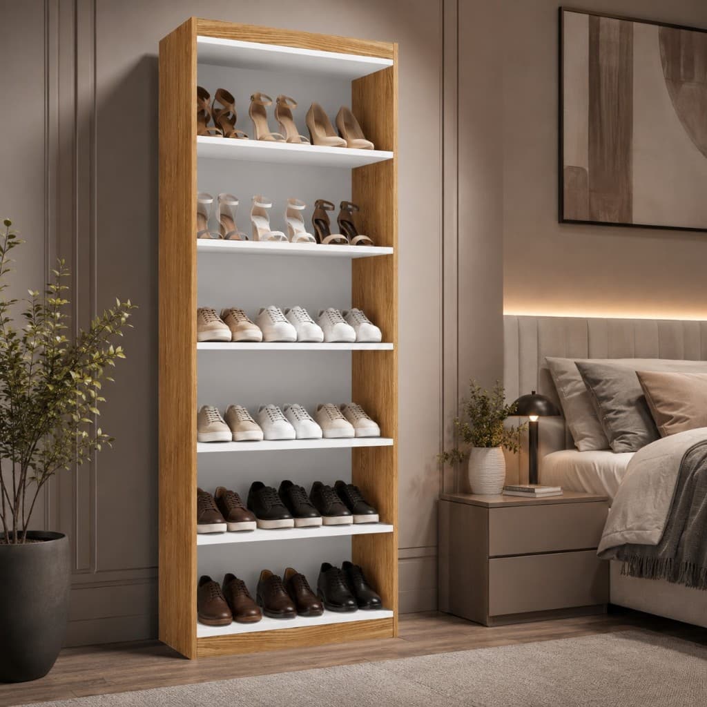 Sapateira Organizadora Vertical Gold 6 Prateleiras  Elegância e Praticidade