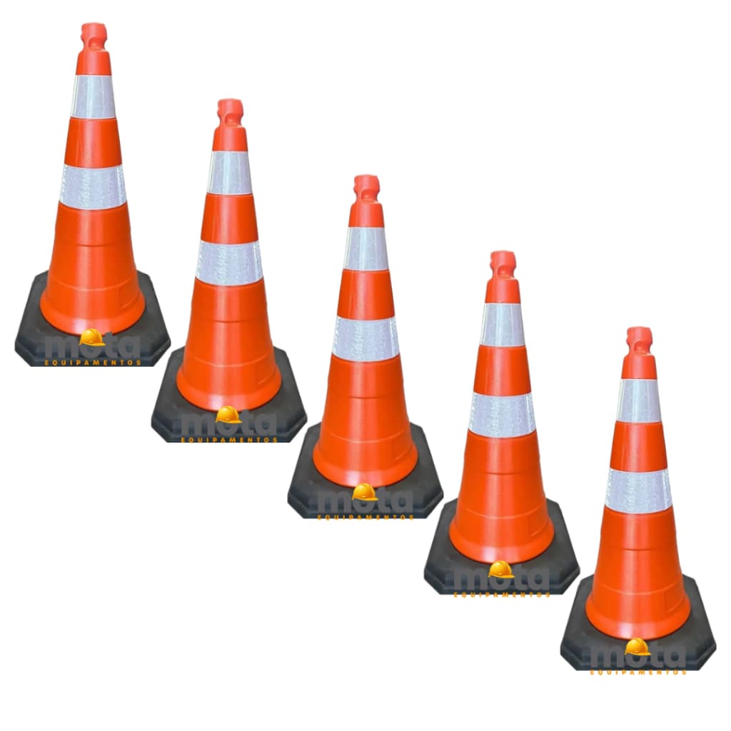 Kit Cone De Trânsito Flexível e Refletivo Com Sinalização 75 cm Base Preta