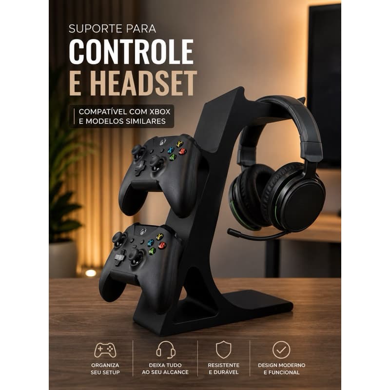 Suporte Gamer Headset |Controle Xbox | PC | Nitendo Switch| Organizador de Mesa Gamer|