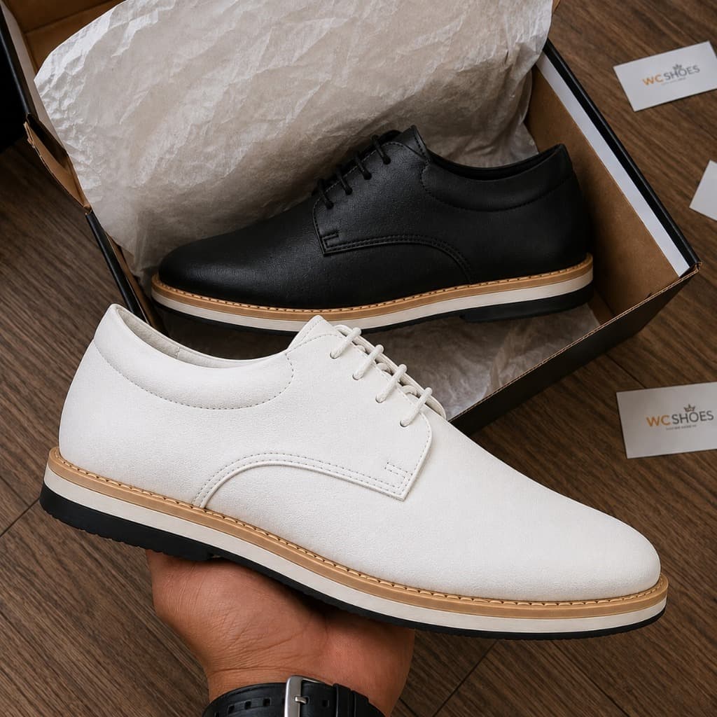 Kit 2 Sapato Casual Masculino Oxford Derby Casual Preto & Branco Improvizzo Elegância e Modernidade
