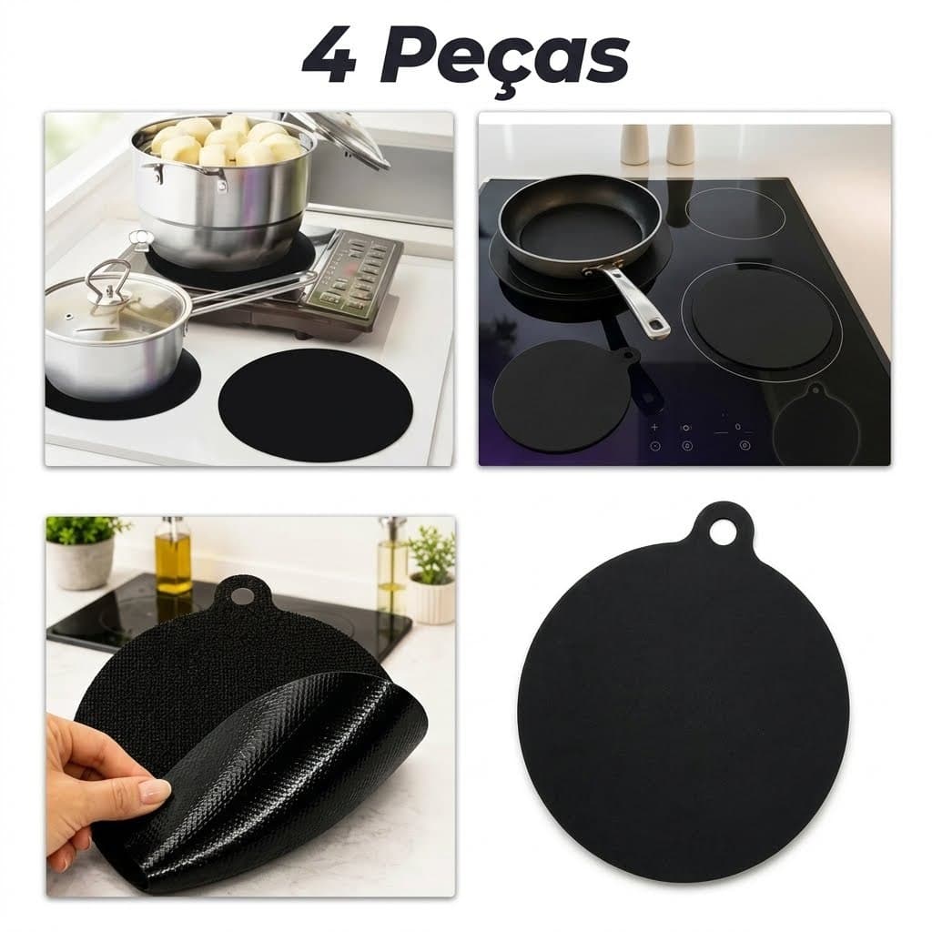 Kit 4 Protetor Fogão Indução Silicone Tapete Cooktop 17 Cm