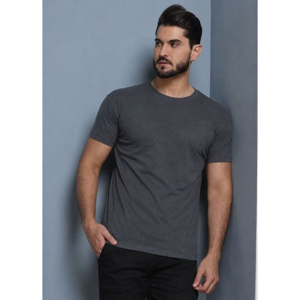 Camiseta Camisa Masculina Básica Algodão Chumbo Para Uniforme e Dia Dia