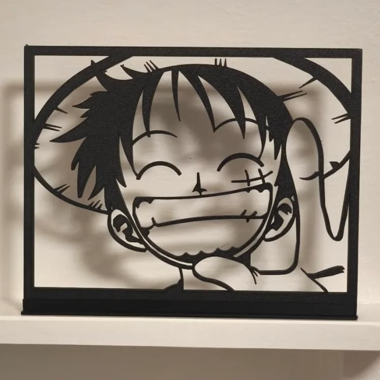 Quadro Decorativo Luffy One Piece com Base | Enfeite para Mesa, Quarto, Escritório e Setup Gamer