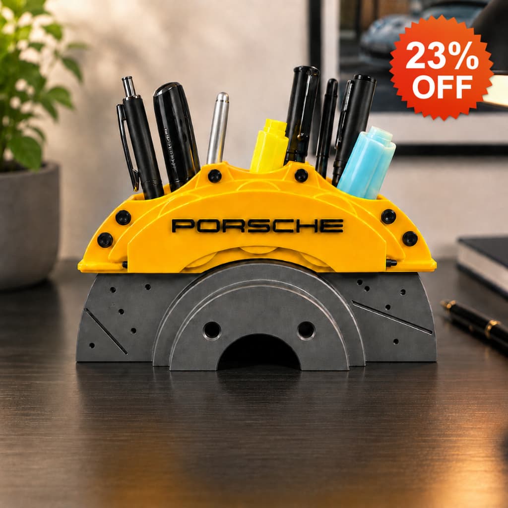 Porta Canetas Freio Esportivo Automotivo 3D Organizador de Mesa Premium Estilo Porsche AMG BMW RS