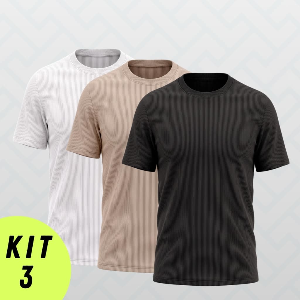 Kit 3 Camisetas Masculina Básica Canelada Casual