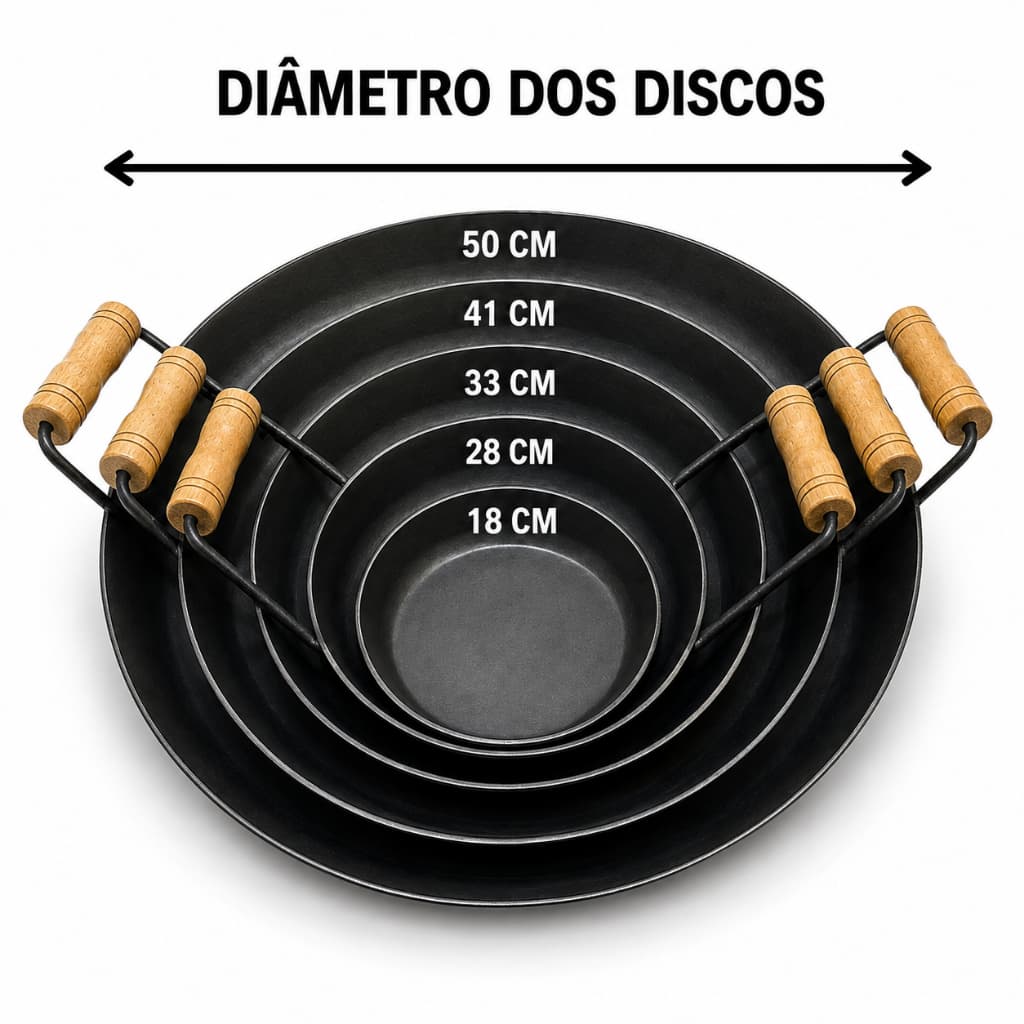Disco de Arado Tacho Reforçado com Cabos de Madeira 18 28 33 41 ou 50 Centímetros