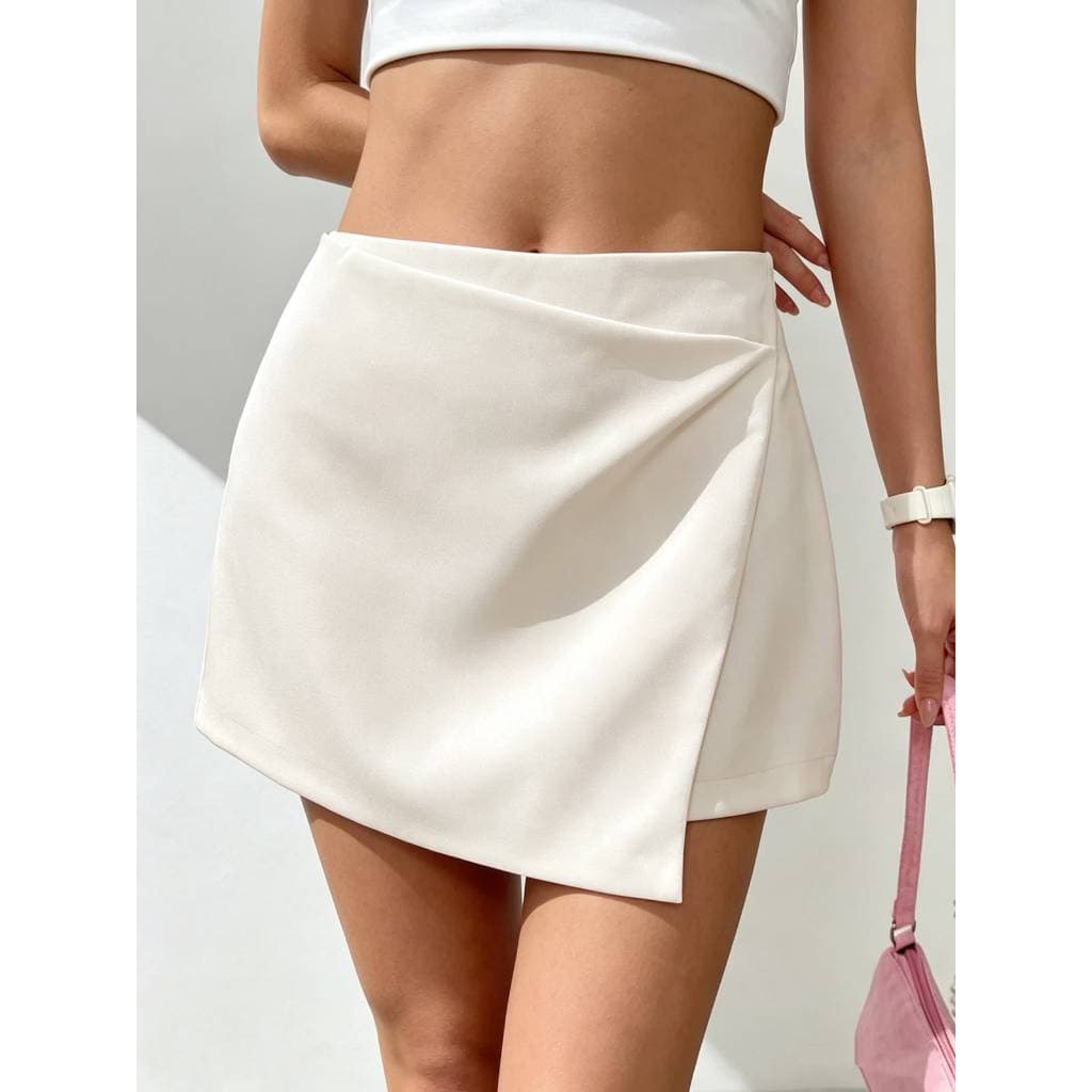 Saia Curto Design Feminina Verão Primavera Simples Casual Nenhum Assimétrico Praia Férias