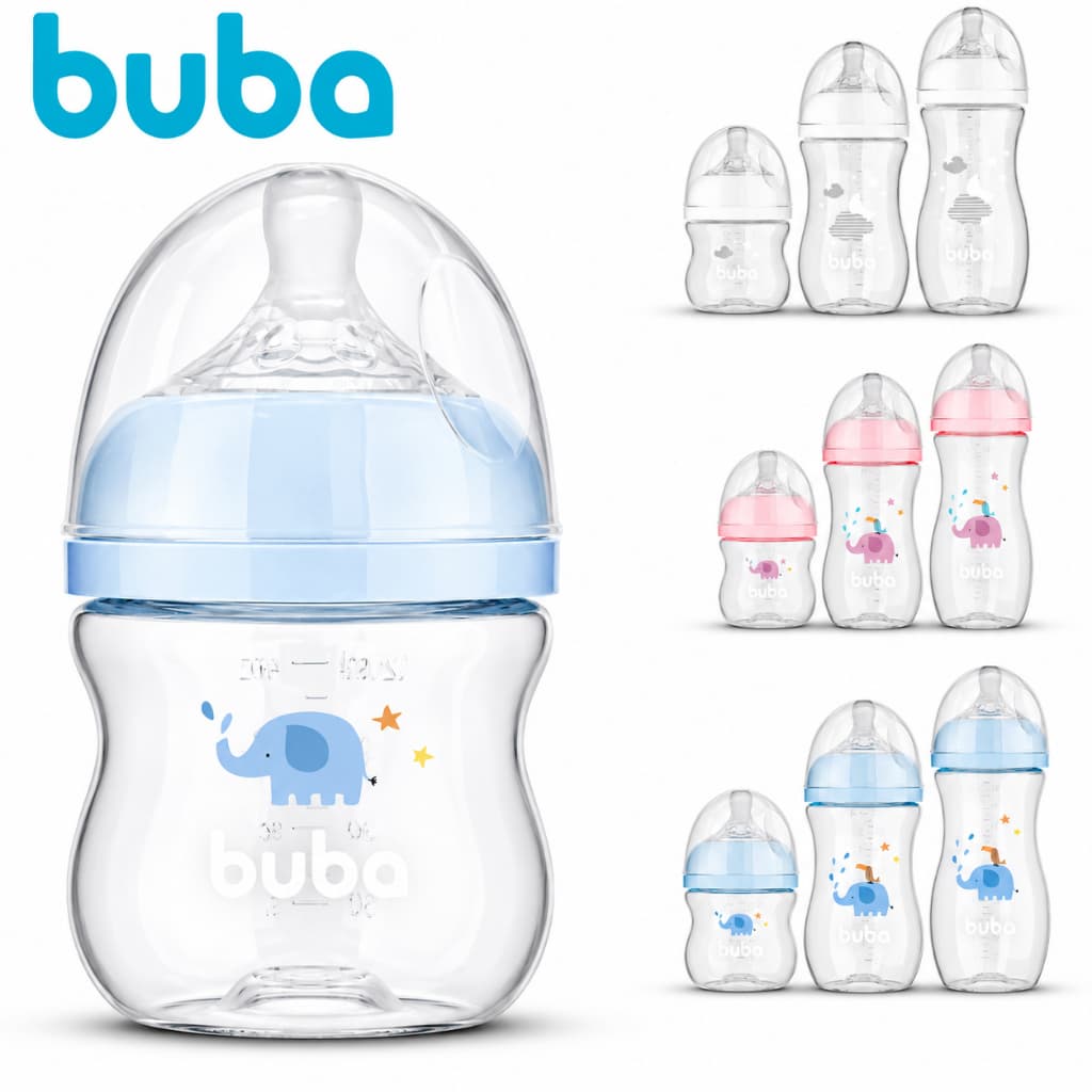Mamadeira Buba 120ml 270ml e 330ml Anticólica Buba Bico Easy Flow Récem Nascido Bico Confortável