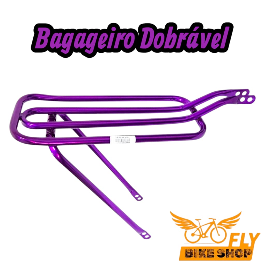 BAGAGEIRO GARUPA DOBRÁVEL ARO 20 Á ARO 26 FLY BIKE SHOP VÁRIAS CORES EM AÇO REFORÇADO TUBULAR DNZ