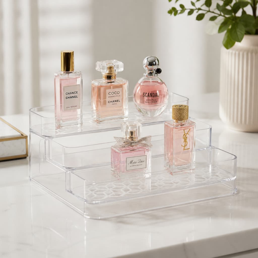 Organizador de Maquiagem Perfumes Acessórios Acrílico Cosméticos Multinível - Transparente