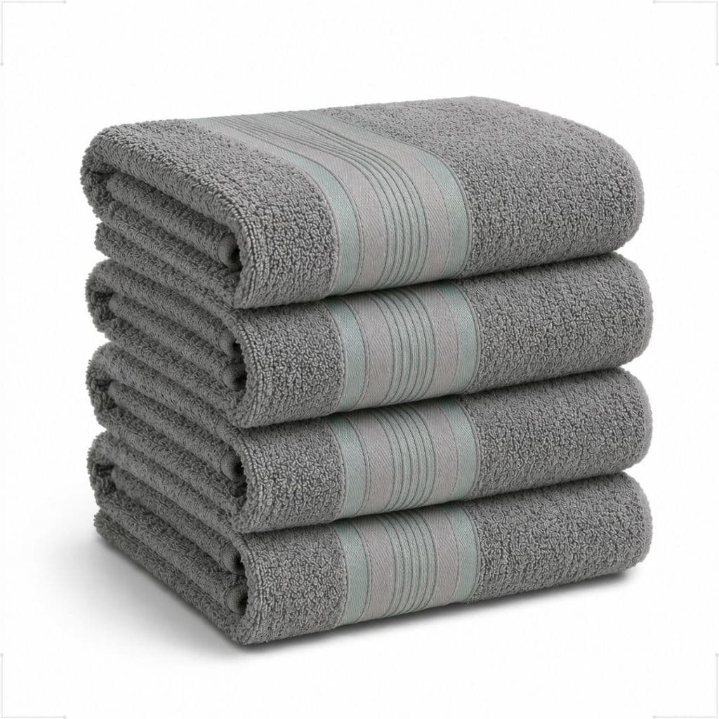 Kit 4 Toalhas de Banho Cinza 100% Algodão Jogo Banhão Premium Macia Alta Absorção Toalha Luxo Gigante 75x180cm