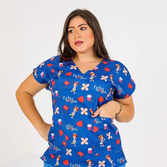 Conjunto Hospitalar-Scrub Estampado Enfermagem