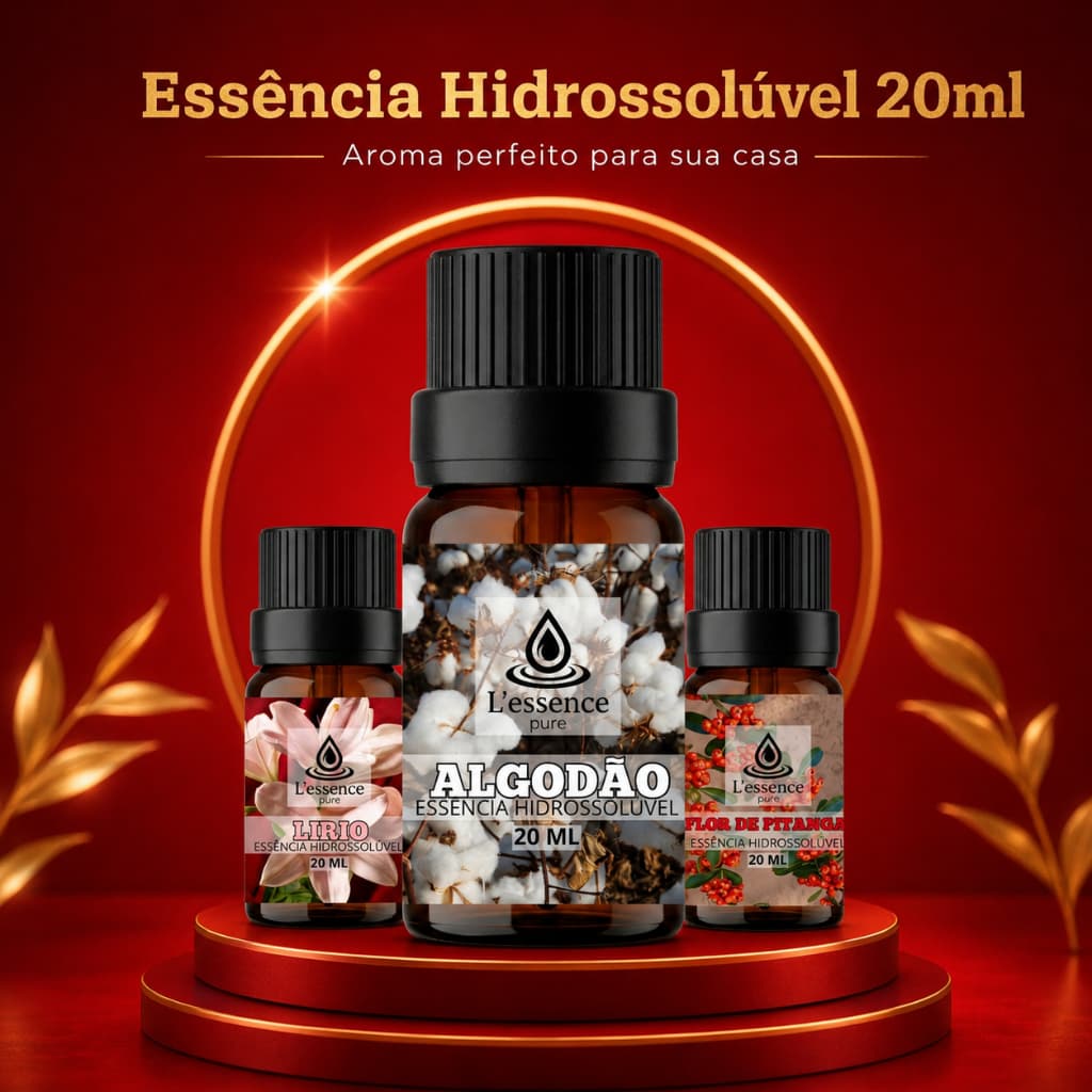 Kit com 3 & 1  Essências Algodão, Pitanga e Lirio Para Umidificadores/Difusores | 20 ML