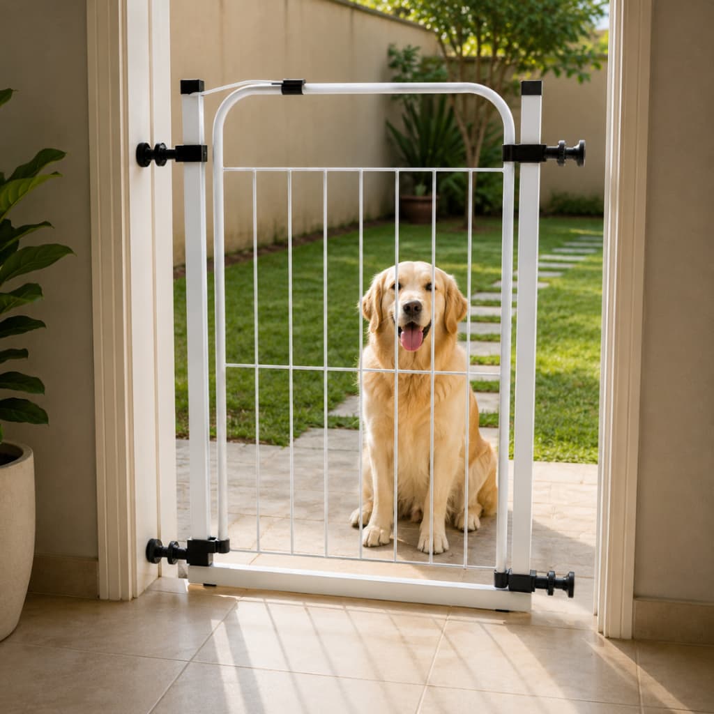 Portão Para Pet Cachorro Com Grade Proteção Para Criança Com Extensor De 15cm