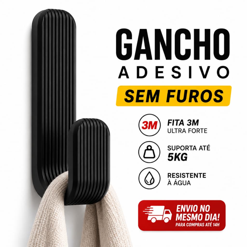Gancho Adesivo de Parede organizador Sem Furos Suporte Multiuso com Fita 3M Porta Toalha Chaves Bolsa Cozinha Banheiro