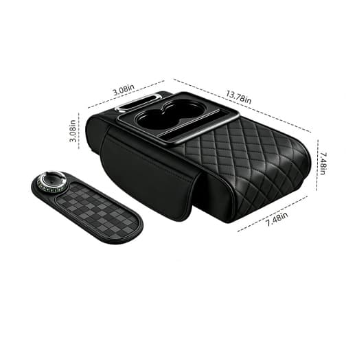 Suporte de Braço para Carro 4em1 Couro PU Premium com Espuma de Memória e Caixa de Lenços Almofada de silicone incluída