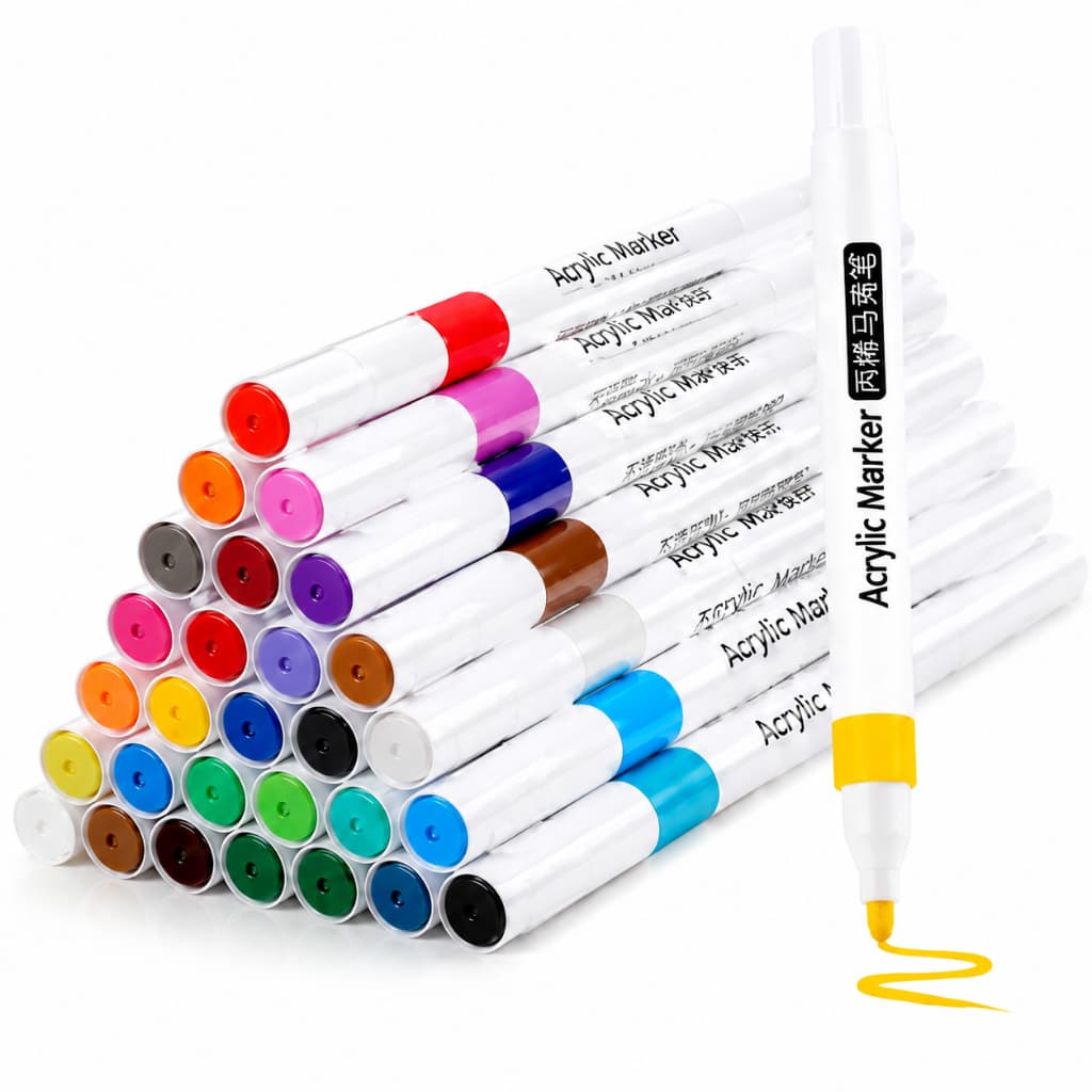 Kit Marcadores de acrílico 12/24/36/48 cores de tinta com CANETA BRANCA à prova d'água