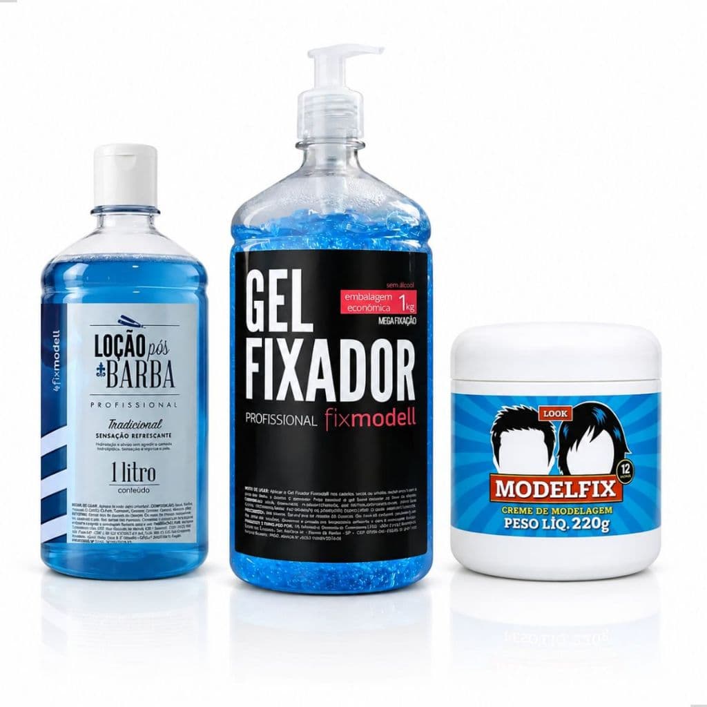 Kit Pomada Modeladora Gel Fixador Loção Pós Barba Original Profissional
