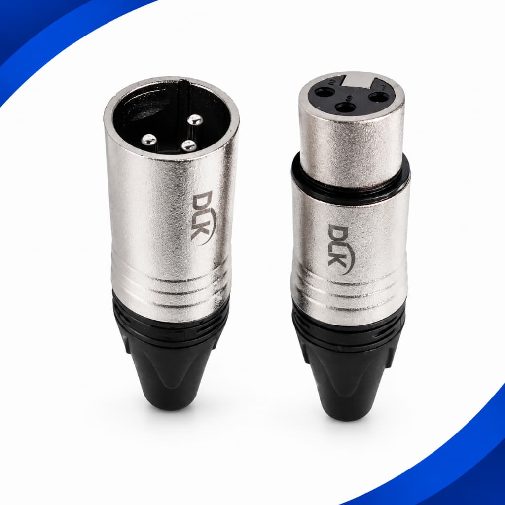 Kit Conector Canon XLR Fêmea + Conector Canon XLR Macho DLK para Cabo