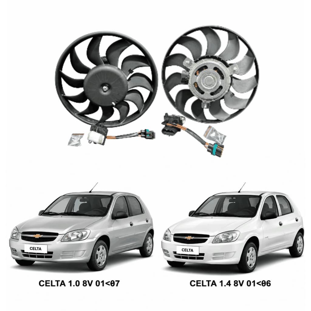 MOTOR E HELICE DA VENTOINHA DO RADIADOR PRISMA C/AR 1.4 8V 2001 2002 2003 2004 2005 2006