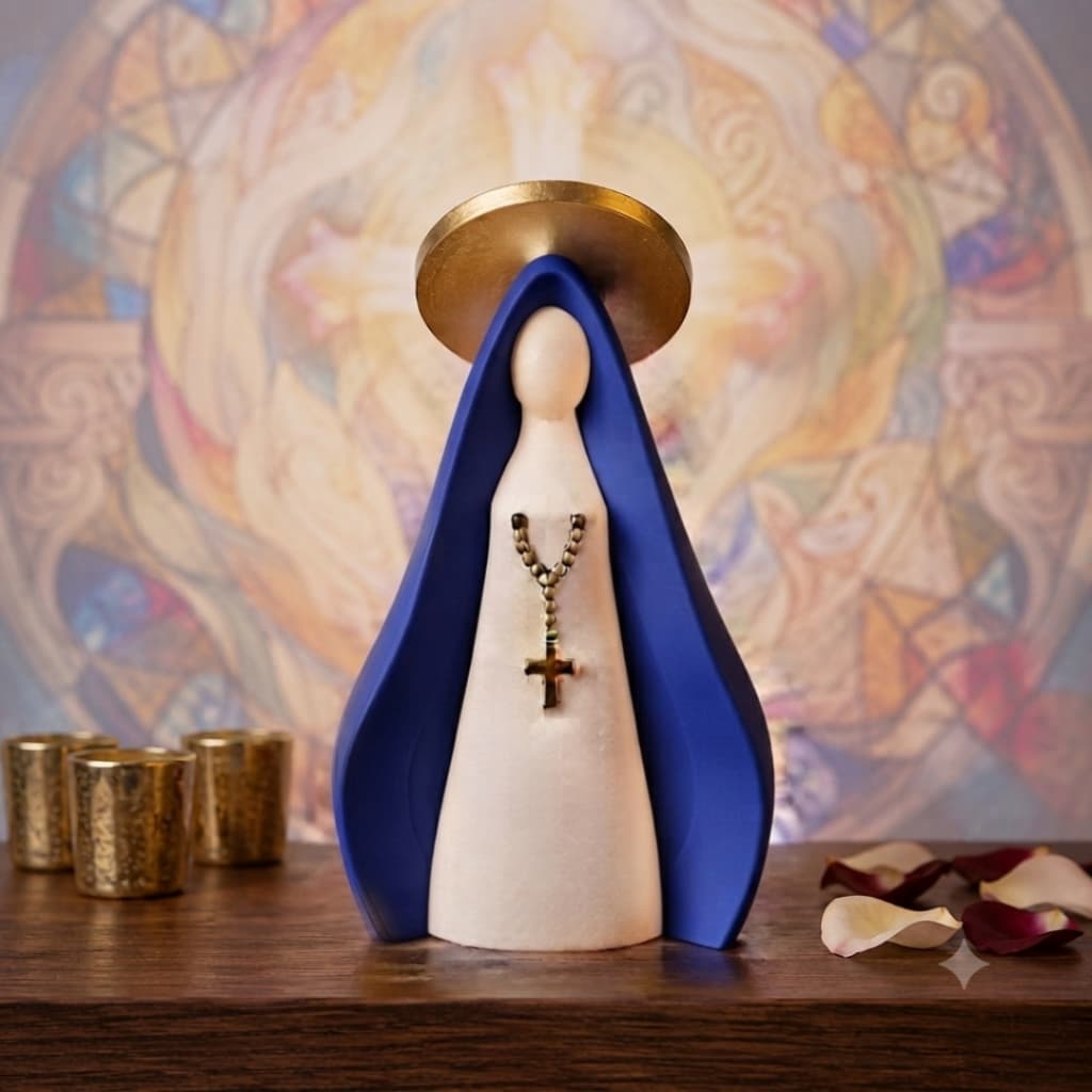 Nossa Senhora Aparecida Impressão 3D Santinha Católica Decorativa Escultura Religiosa Enfeite Mesa Presente Católico