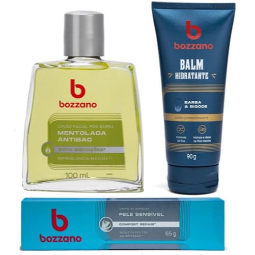 Kit Barbear Bozzano- Loção Facial 100ml + Balm Hidratante 90g + Creme barbear 65g