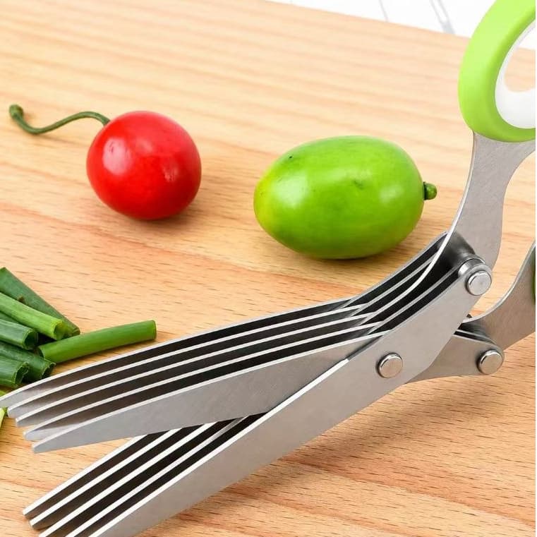 Tesoura Para Picar Alimentos Temperos E Ervas 5 Lâminas Aço Inox