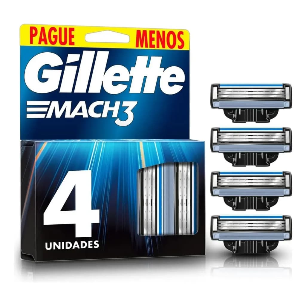 Carga para Lâmina Gillette Mach3 com 4 Refil – Cartuchos de Reposição