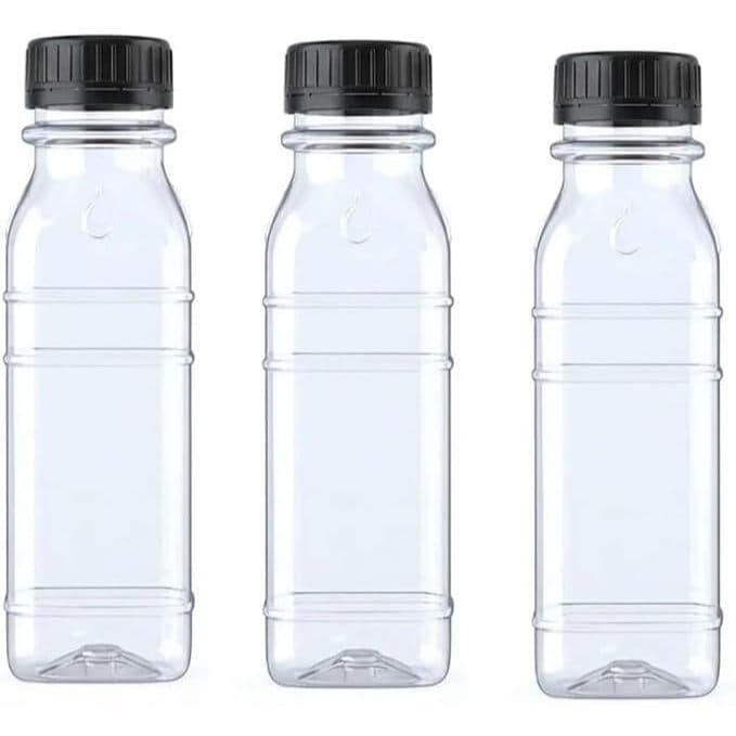 Garrafinhas Descartável Pet 300ml Transparente Tampa Preta Com Lacre