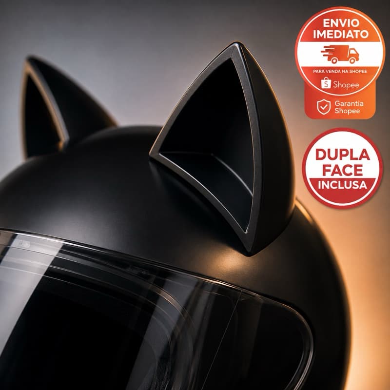 Orelha De Gato Acessório Moto Bike Fixar Capacete Dupla Face