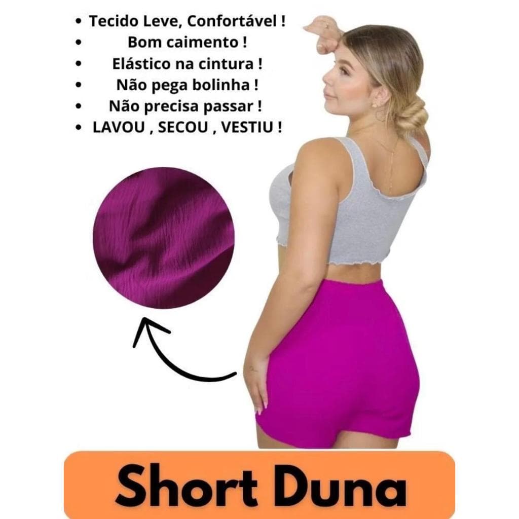 Shorts Duna Feminino Casual Cintura Elástica Leve Confortável Verão P M G GG