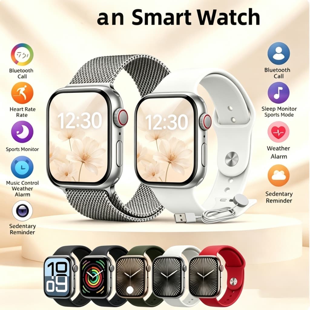 Smartwatch à Prova D'água Relógio Inteligente com Monitor de Frequência Cardíaca Oximetria e Sono para Android iOS