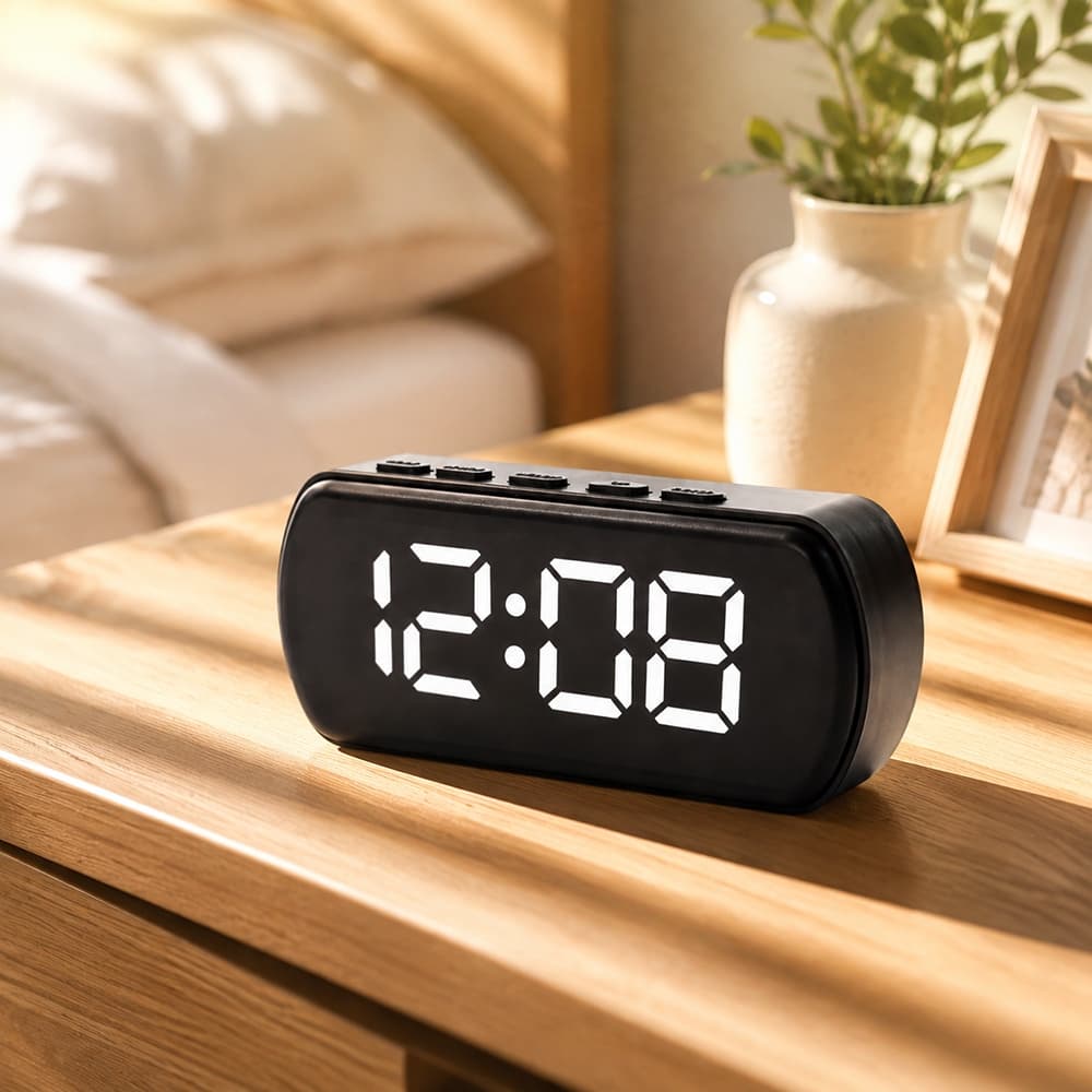 Relógio Despertador De Mesa Led Digital Alarm Design Fino E Minimalista Com Visor De Temperatura Multifuncional