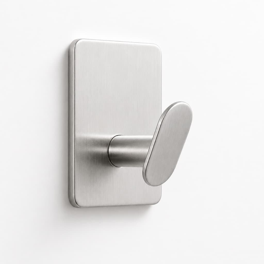 Gancho De Parede Adesivo Cabide Inox 3M Autocolante Prata Escovado 5x5 Sem Perfuração Multiuso Fácil Instalação