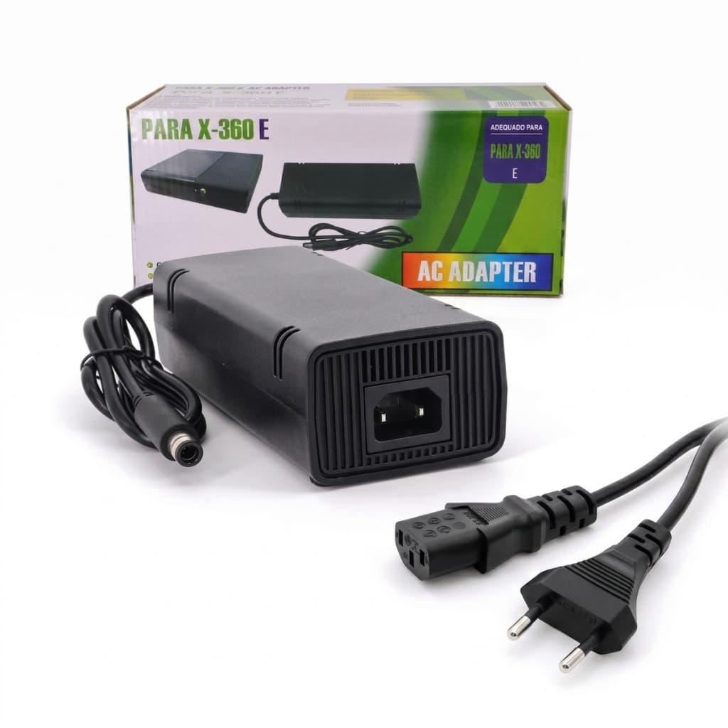 Fonte de Alimentação Ac Bivolt para Xbox 360-E Super Slim 1 Pino + Cabo de Energia